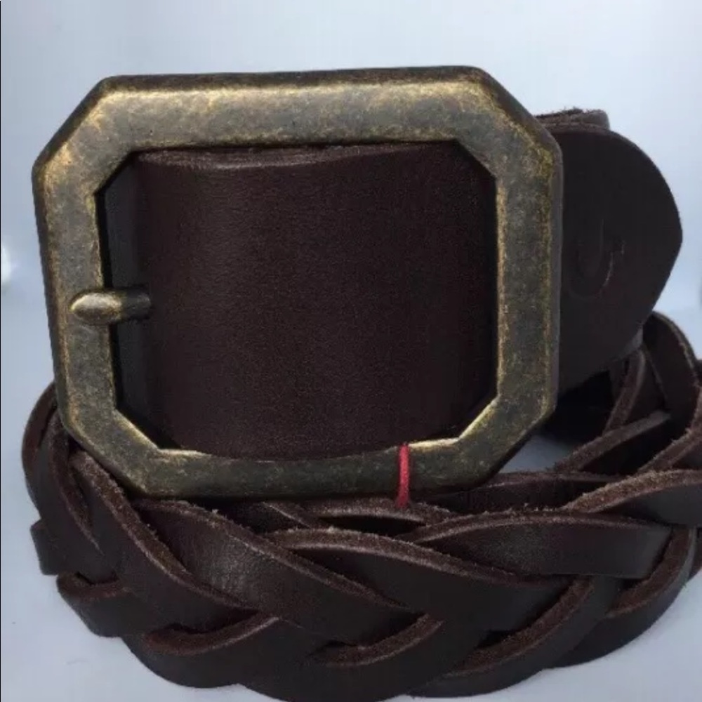 New True Religion Unisex Braided Belt  Leather Brown 28